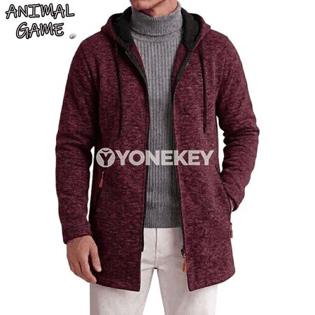 Erkekler üçin ýyly zipli kapüşonly hoodie jaket