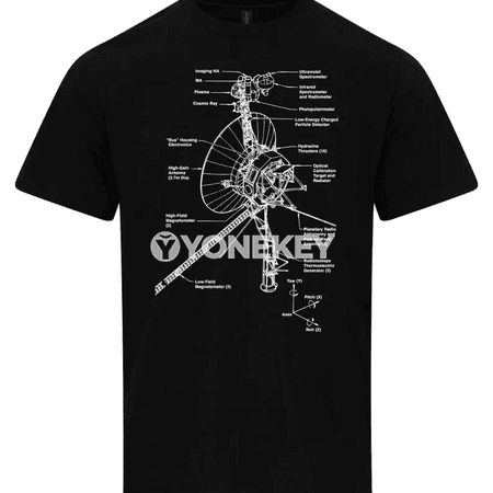 Voyager Space Probe erkek futbolkasy, NASA stilindäki gysga ýeňli