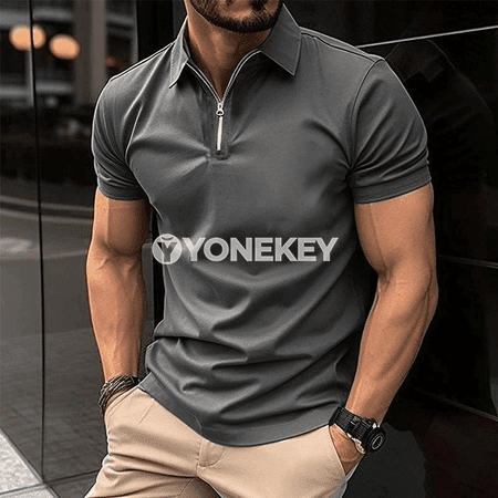Erkekler üçin zipperli polo futbolka — tomusky rahat model