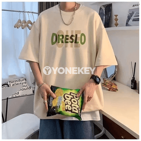 Erkekler üçin giň kesimli DRE ýazgyly moda futbolkasy, 8XL çenli