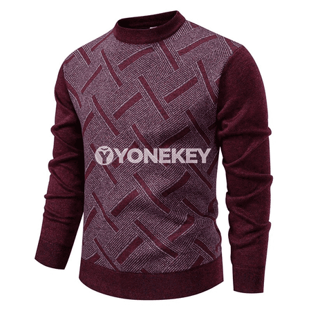Erkekler üçin ýyly trikotaž switer, boş kesim, ýokary ýaka