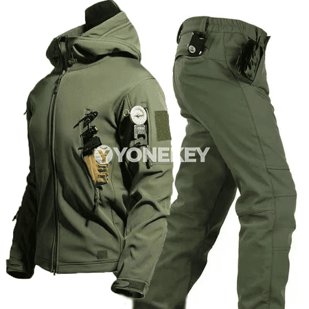 Erkek üçin taktiki gyş jaketi we balagy, ýyly softshell toplumy