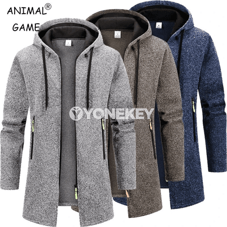 Erkekler üçin ýyly kapýuşonli zipli sport äyin, gyşlyk fleece