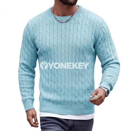 Erkekler üçin ýyly örülen golfly sviter, uzyn ýeňli, günlük stil