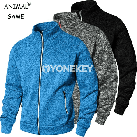 Erkekler üçin ýyly fermuarly gündelik jaket, sport görnüşli daşky geýim