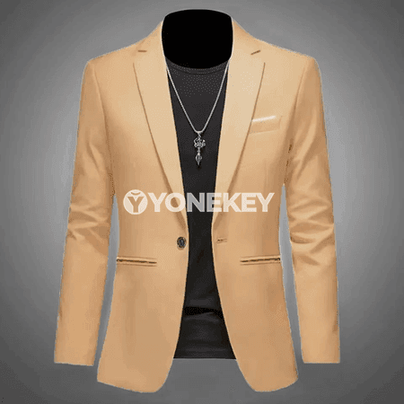 Erkekler üçin ýeňil resmi blazer, slim fit, bir düwme, güýz-ýasy