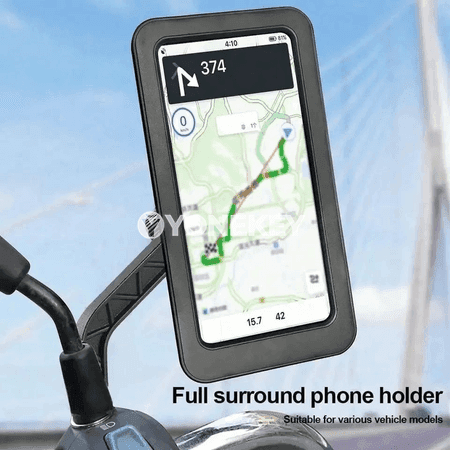 Welosiped we motosikl üçin 360° aýlanýan suw geçirmeýän telefona saklaýjy