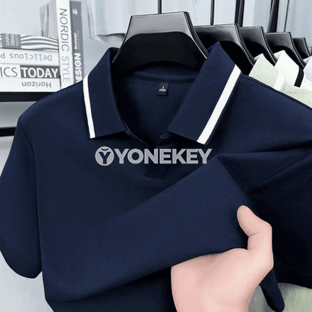 Erkekler üçin polo futbolka, gysga ýeňli, gündelik ýaz‑tomus modeli