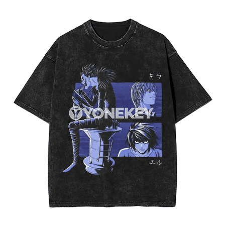 Manga DEATH NOTE Grafiki Çaply Oversize Gysga Ýeňli Futbolka