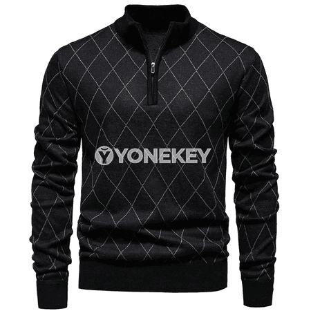 Erkekler üçin fermuarly trikotaj switer, sportcasual güýz-gyş modeli