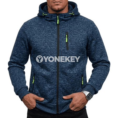 Erkekler üçin fermuarly kapüşonly ýyly sport köýnegi