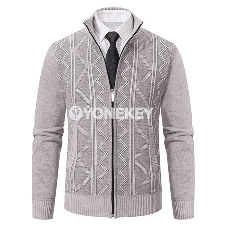 Erkekler üçin ýyly trikotaž kardigan, güýz-gyş göni boýunly jaket