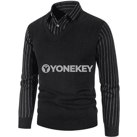 Erkekler üçin ýakaly trikotaž polo switer, ýeňil ýyly pulower