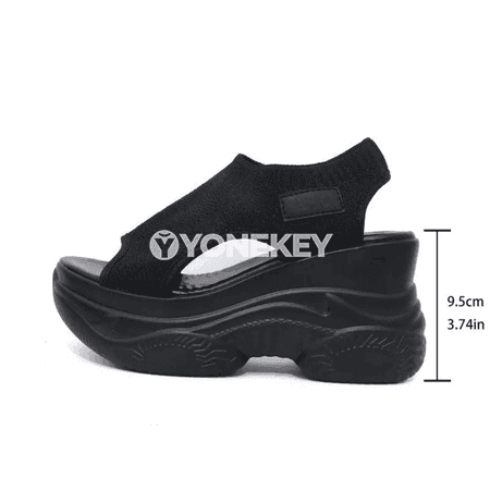 Zenanlar üçin platformaly ökjeli mesh sandallar