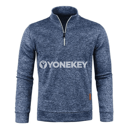 Erkekler üçin ýyly uzyn ýeňli galyň half-zip sweatshirt