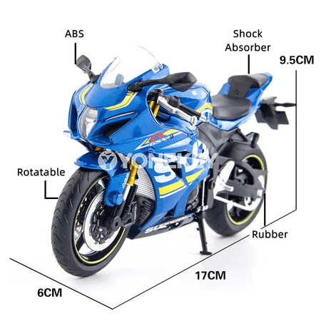1:12 Suzuki GSX-R1000RR motosikl diecast metal model oýunjak