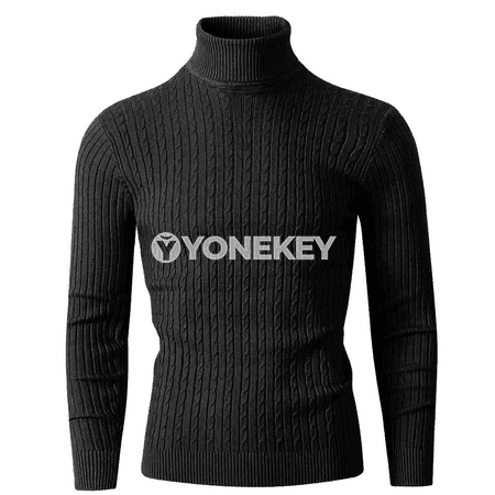 Erkekler üçin ýyly ýumşak boýunly örme pulower, gündelik slim fit