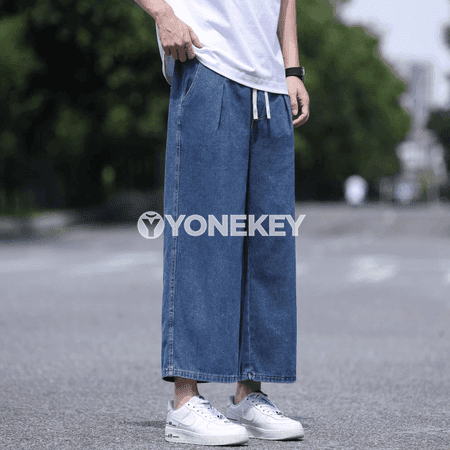 Erkekler üçin giň kesimli ýaz-güýz jeans balak