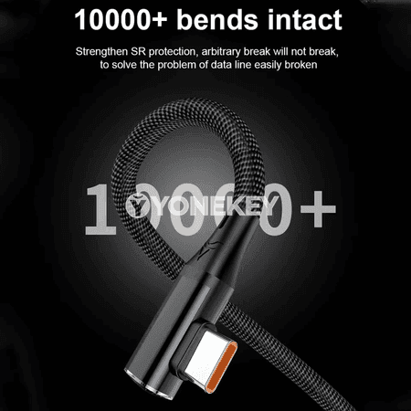 NNBILI 120W Type-C USB kabel, çalt zarýad, 90° egrilik