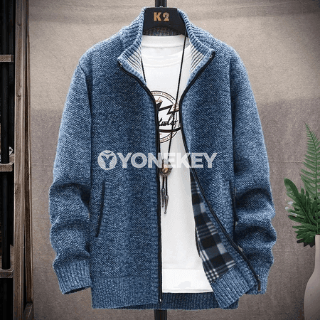 Erkekler üçin ýyly trikotaž fliş kardigan — güýz-gyş, slim fit