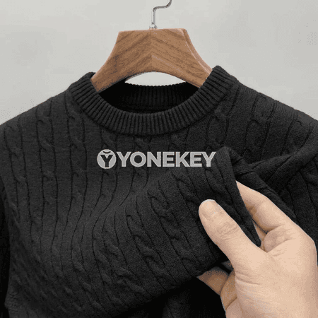 Erkekler üçin ýyly dokalan switer, gündelik crew neck ýeňli örme model