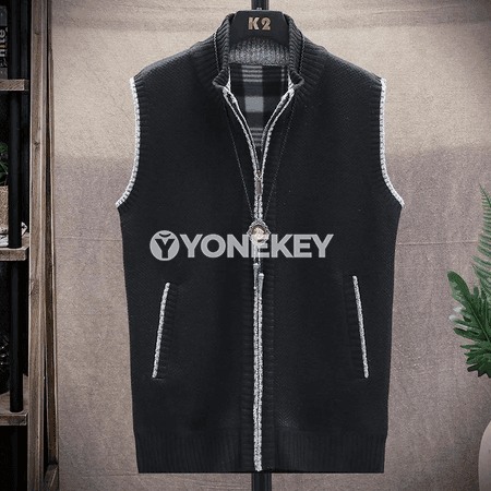 Erkekler üçin ýyly switer žilet, zipli we boýnakly