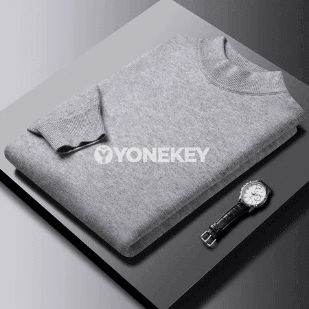 Erkekler üçin ýyladyş uzyn ýeňli switer, ýarym boýly, gündelik stil