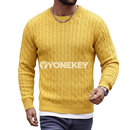 Erkekler üçin ýyly örülen golfly sviter, uzyn ýeňli, günlük stil