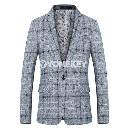 Erkekler üçin biznes-stil blazer, ýaz we güýz üçin klassik penjek