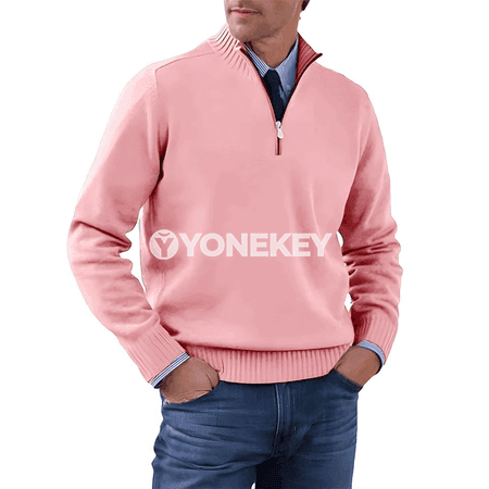 Erkekler üçin turtleneck zipli switer, güýz-gyş üçin ýyly pulower
