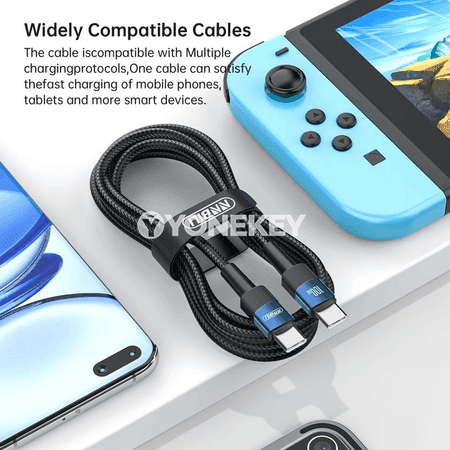 NNBILI 100W USB-C – Type-C çalt zarýad kabeli, 1 m / 2 m