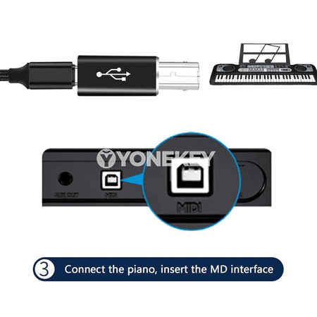 USB B erkekden Type-C aýala adapter, printer we skaner üçin