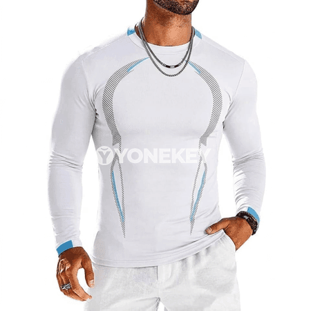 Erkekler üçin sport ýeňli futbolka, ýeňil we dem alýan, fitnes üçin