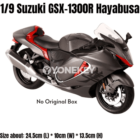 1:9 Suzuki Hayabusa metal motosikl modeli, çyraly, uly ölçegli