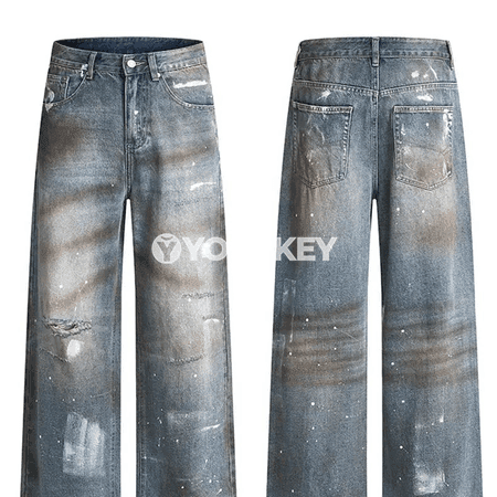 Erkekler üçin giň kesimli gündelik jeans jalbar