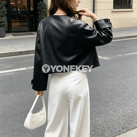 Zenanlar üçin güýz-ýaz oversize gara jaket