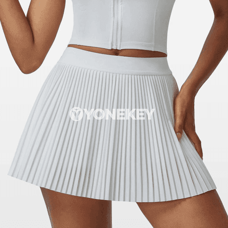 Zenanlar üçin ýokary billi tennis etegi, 2-in-1 sport şortikli model