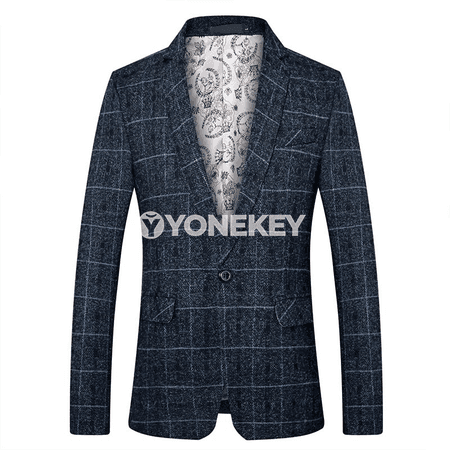 Erkekler üçin biznes-stil blazer, ýaz we güýz üçin klassik penjek