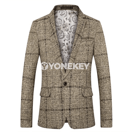Erkekler üçin biznes-stil blazer, ýaz we güýz üçin klassik penjek