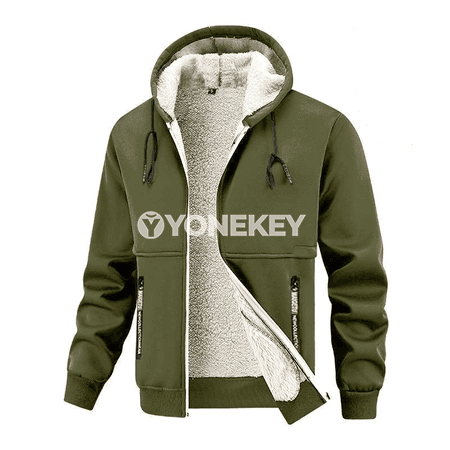 Erkekler üçin kapüşonly ýyly kurtka, fleece içli, gyş üçin