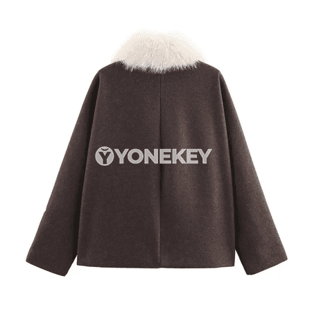 Aýallar üçin güýz-gyş klassik jaket, ýumşak ýaka we jübili