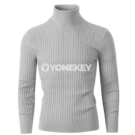 Erkekler üçin ýyly ýumşak boýunly örme pulower, gündelik slim fit