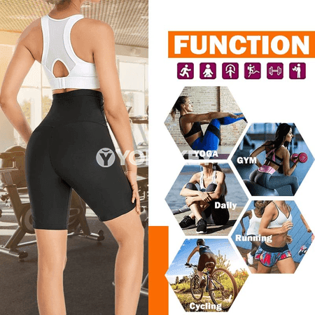 Beli şekillendiriji sauna şortlar, ýokary boýun, sport üçin