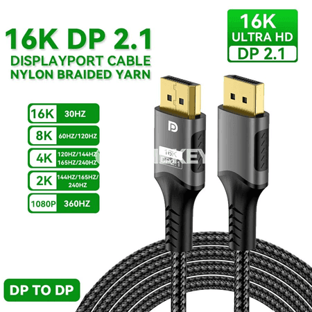 DisplayPort 2.1 16K kabeli, 48Gbps, monitor üçin ýokary tizlikli