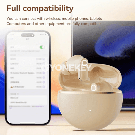 Simsiz Bluetooth nauşnikler, mikrofonly, şum basyşyny peseldýän, TWS