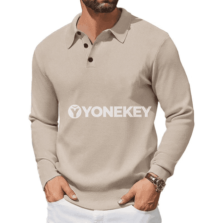 Erkekler üçin gyş ýyly polo switer, uzyn ýeňli, düwmeli