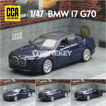 1:47 BMW I7 G70 metal modeli, gapysy açylýar