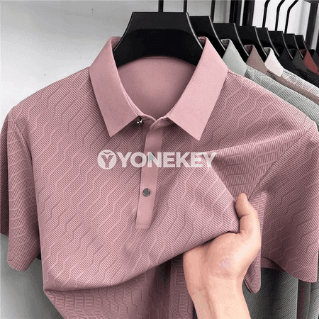 Erkekler üçin ýeňil polo köýnek, klassik kesim, gyrasy az
