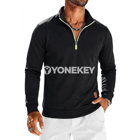 Erkekler üçin kwartal zipli ýeňil sweatshirt, uzyn ýeňli gündelik köýnek