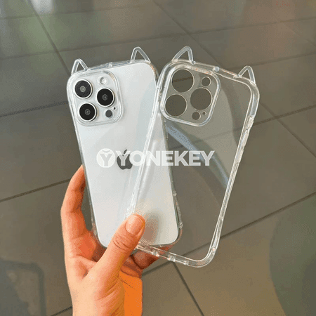 iPhone üçin ýumşak silikon pişik gulakly açyk gorag gap